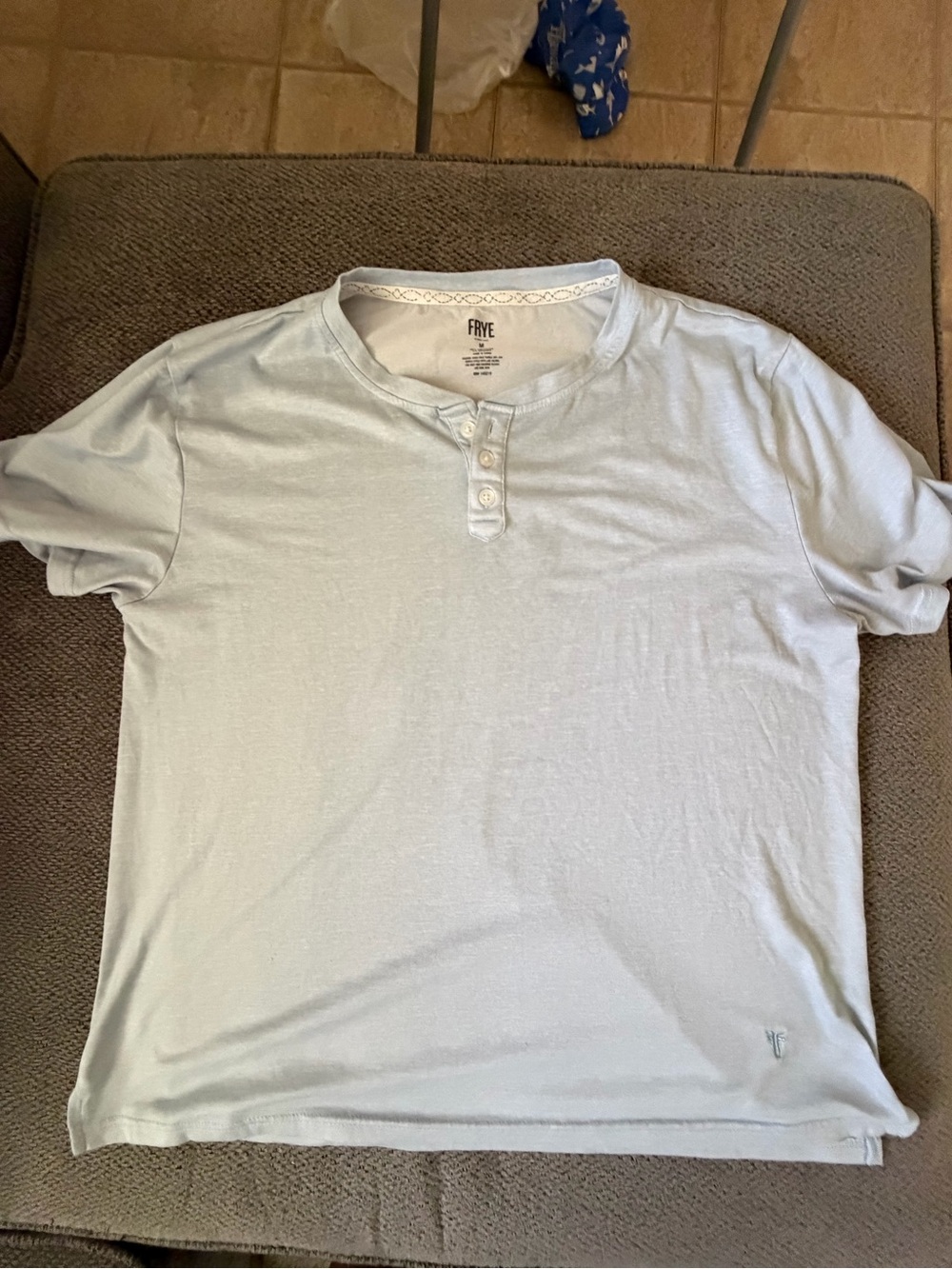 Frye Pale Blue Short-Sleeve Henley Tee
